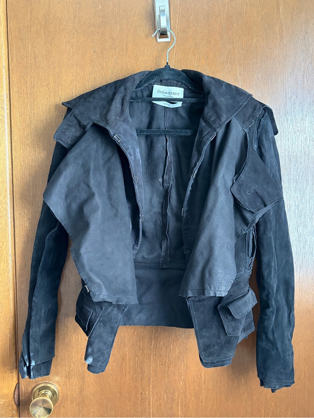 Yves Saint Laurent Black Suede Cropped Jacket
